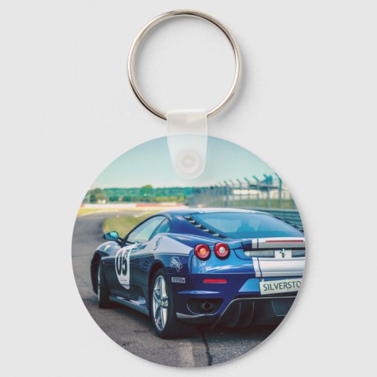 Blue Race Car Sleutelhanger (Voorkant)