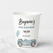  Blue Race Car Twee Fast Boy Verjaardagsfeest Papieren Bekers (Achterkant)