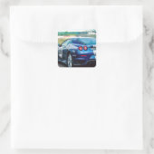Blue Race Car Vierkante Sticker (Tas)