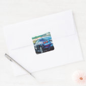Blue Race Car Vierkante Sticker (Envelop)