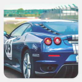 Blue Race Car Vierkante Sticker
