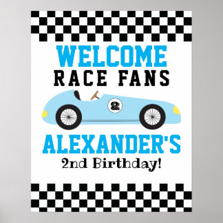 Blue Racecar Boys 2e Affiche de bienvenue d'annive
