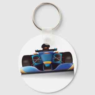 Blue Racing Car Sleutelhanger