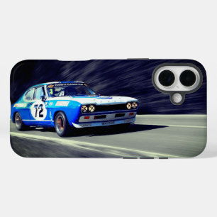 Blue Racing Car Telefoonhoes iPhone 16 Plus Hoesje