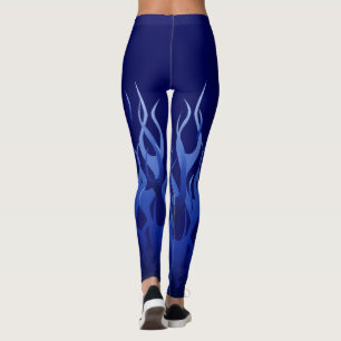Blue Racing Flames Decor on Leggings