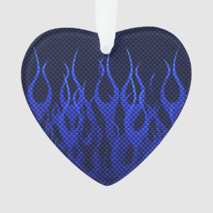 Blue Racing Flames on Carbon Fiber