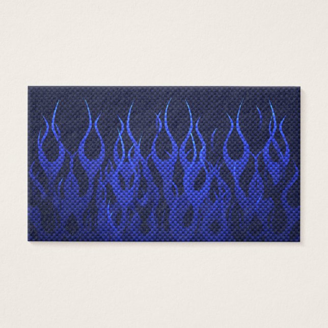 Blue Racing Flames on Carbon Fiber Print (Devant)