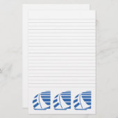 Blue Racing Zeilboten gevoerd stationery Briefpapier (Voorkant / Achterkant)