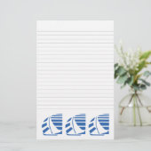 Blue Racing Zeilboten gevoerd stationery Briefpapier (Staand voorkant)