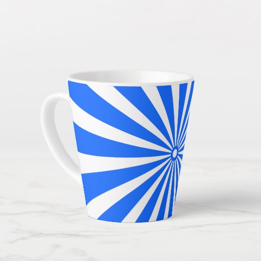 Blue Radiant Burst Mug – Bold Geometric Sunshine Latte Mok (Linkerhoek)