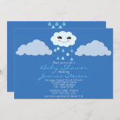 Blue Rain Cloud Baby shower Kaart (Voorkant / Achterkant)