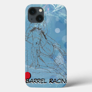 Blue Rain Heart Barrel Racing iPhone 13 Hoesje