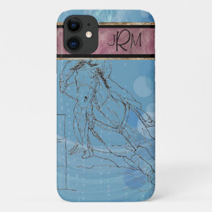 Blue Rain Monogram Barrel Racer iPhone 11 Hoesje