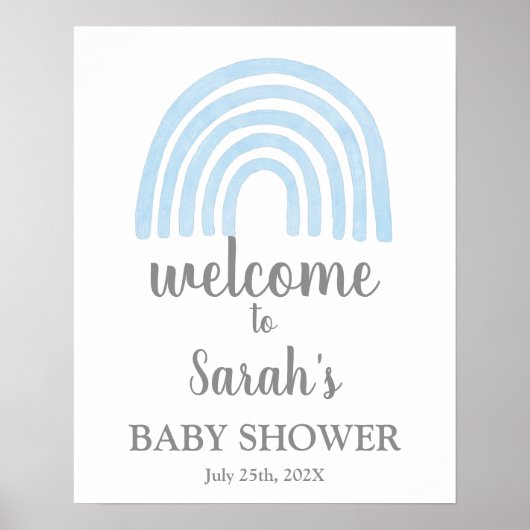 Blue Rainbow Baby shower Boy Welkomstteken Poster (Voorkant)