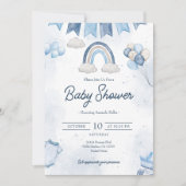 Blue Rainbow Baby shower Invitation Kaart (Voorkant)