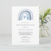 Blue Rainbow-Baby shower via Mail-uitnodiging Kaart (Staand voorkant)