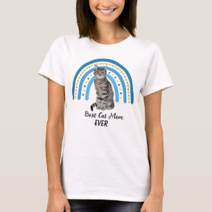 Blue Rainbow Best Gray Tabby Cat Mam T-shirt