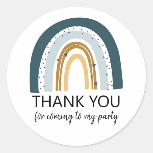 Blue Rainbow Birthday Favor Stickers (Voorkant)
