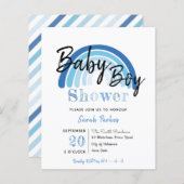 Blue Rainbow Boy Baby shower Budget Uitnodiging (Voorkant / Achterkant)