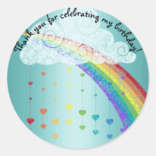 BLUE RAINBOW CLOUDS DANK U KINDEREN STICKER (Voorkant)