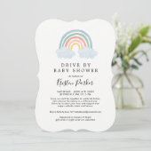 Blue Rainbow Drive By Baby Shower Invitations (Debout devant)
