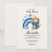 Blue Rainbow Lion Baby shower Kaart (Voorkant / Achterkant)