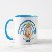 Blue Rainbow Meilleur Ginger Chat Maman Mug (Gauche)