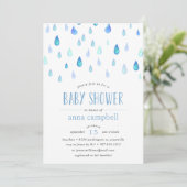 Blue Raindrops | Invitation Baby shower (Debout devant)