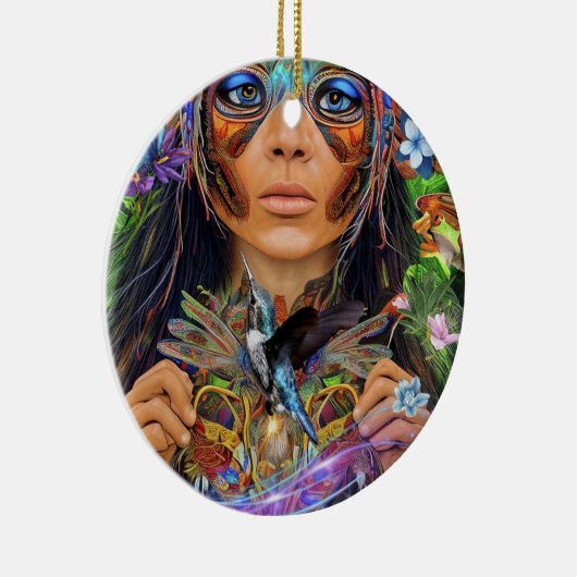 Blue Rainforest Woman Keramisch Ornament (Rechts)