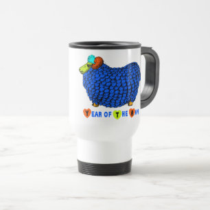 Blue Ram Chinese Year Zodiac Travel Mug Reisbeker