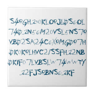 Blue Random Numbers Letters Funky Tegeltje