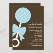 Blue Rattle Boy Baby shower Kaart (Voorkant / Achterkant)
