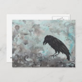Blue Raven Crow abstract briefkaart (Voorkant / Achterkant)
