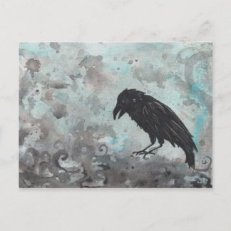 Blue Raven Crow abstract briefkaart