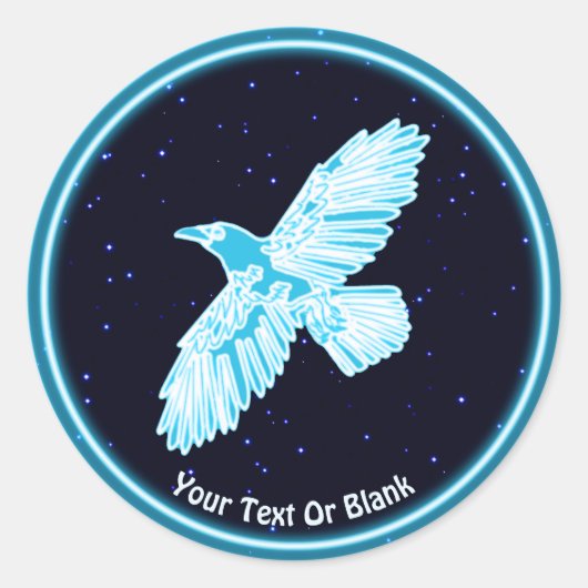 Blue Raven op sterren Ronde Sticker (Voorkant)