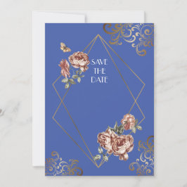 Blue Ray of Floral Save the Date Wedding Card