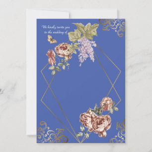 Blue Ray of Floral Wedding Kaart