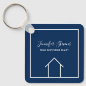 Blue Real Estate Company Custom Realtor Square Sleutelhanger (Voorkant)