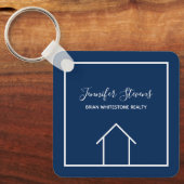 Blue Real Estate Company Custom Realtor Square Sleutelhanger (Voorkant)