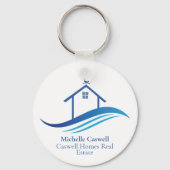 Blue Real Estate Company Home Moderne Logo Custom Sleutelhanger (Voorkant)