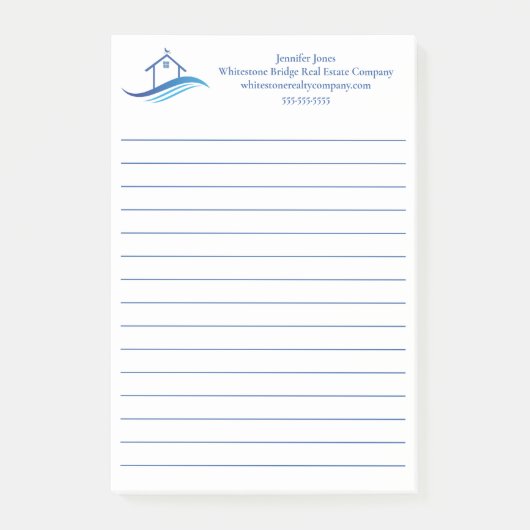 Blue Real Estate Company House Custom Lined Post-it® Notes (Voorkant)