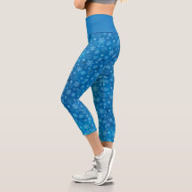 Blue Real Snowflake hiver vacances Capris Leggings