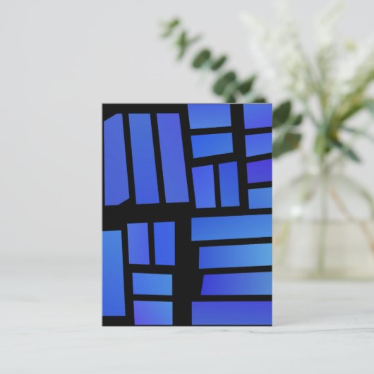 Blue Rectangular Tiles on a Black background Briefkaart (Staand voorkant)