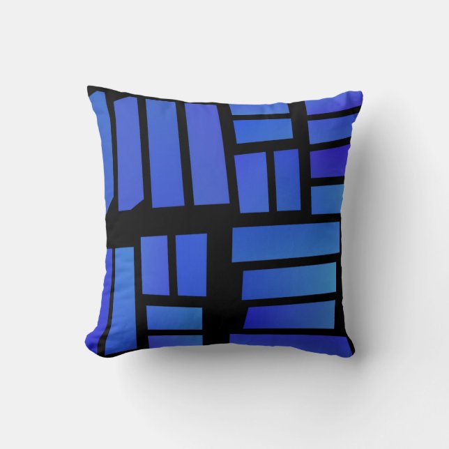 Blue Rectangular Tiles on a Black background Kussen (Voorkant)