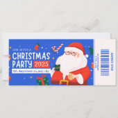 Blue & Red Christmas Party Entry Pass Ticket (Voorkant)