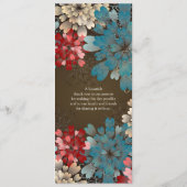 Blue Red & Cream Flowers Programme de mariage rétr (Dos)