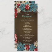 Blue Red & Cream Flowers Programme de mariage rétr (Devant / Derrière)