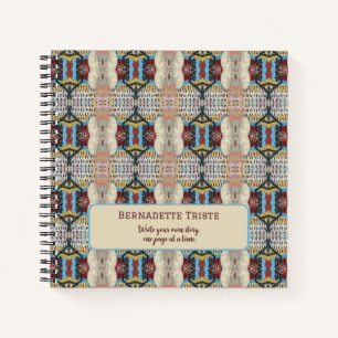 Blue Red Cream Geometric Seamless Patroon Notitieboek