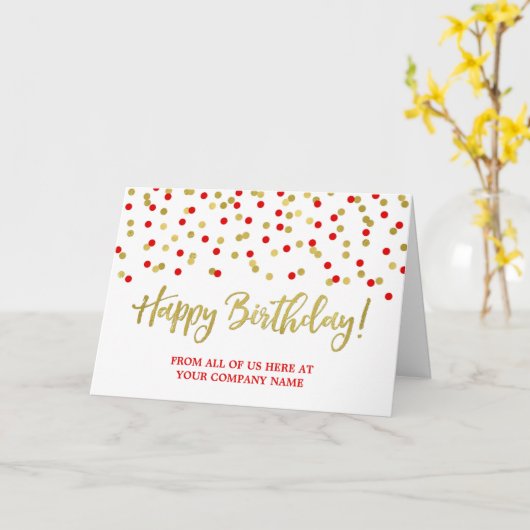 Blue Red Dots Business de groupe Carte d'anniversa (Fleur jaune)