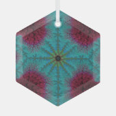 Blue Red en Green Starburst Fractal Suncatcher Glas Ornament (Voorkant)